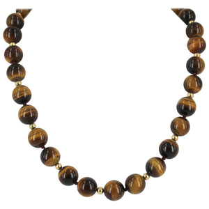 NECKLACE- GOLD TIGEREYE - 4mm round beads